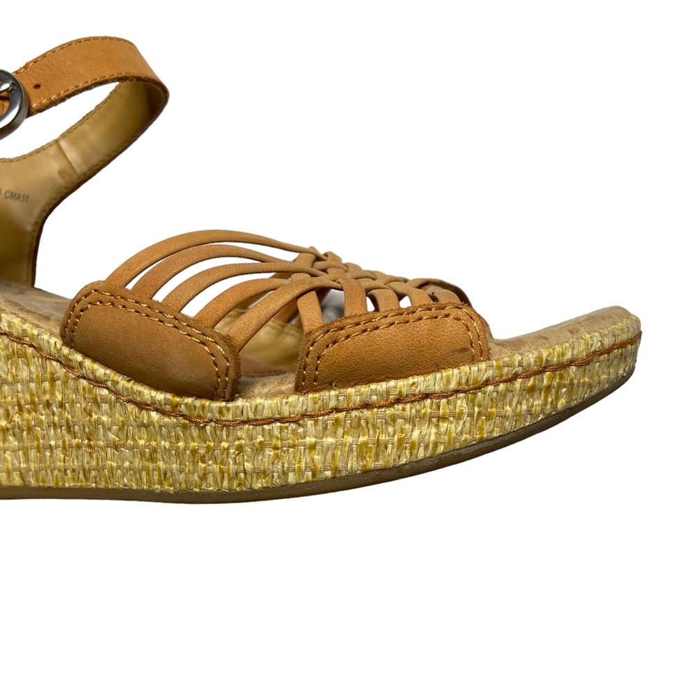 BOC Leather Crisscross Woven Strappy Wedge Sandals Tan Size 9 - Picture 7 of 16